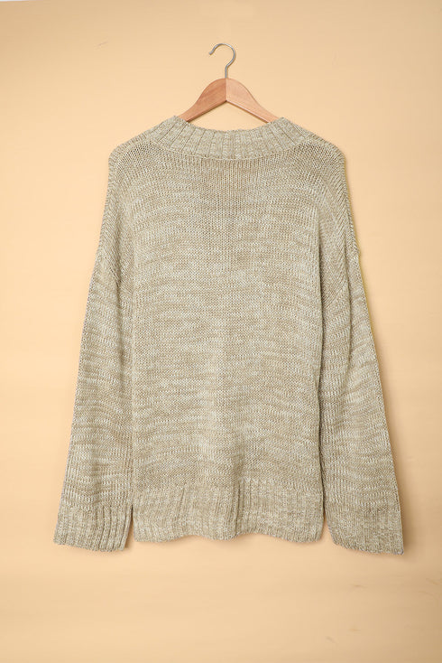 V Neck Drop Shoulder Knitted Sweater